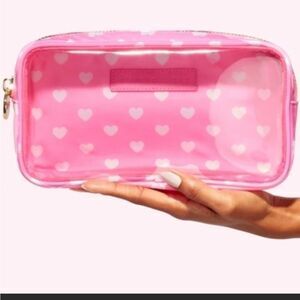 NWT Stoney Clover Lane small hearts pink clear front pouch